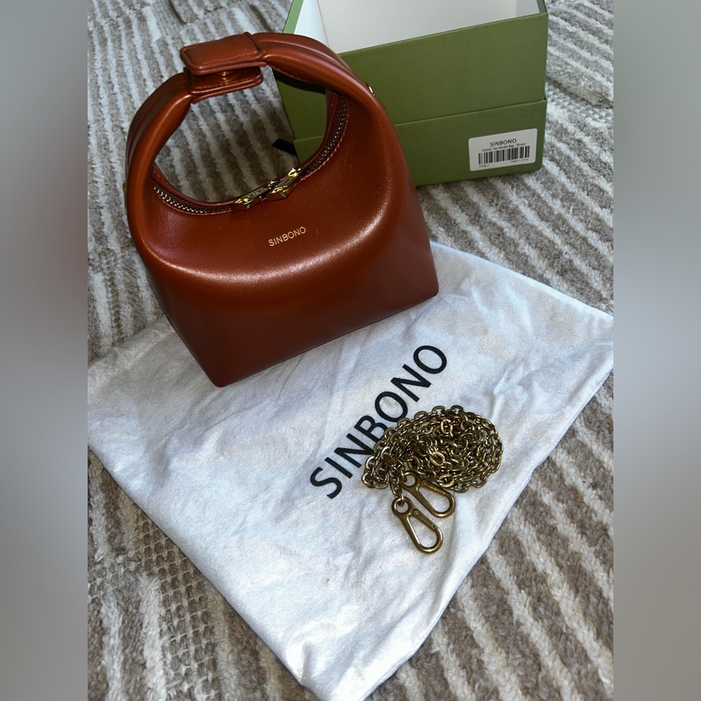 Brown Leather Mini Top Handle Bag